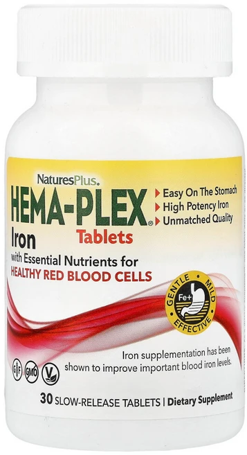 네이처스플러스 Hema-Plex 철분 에센셜 누트리션스 포 헬씨 레드블러드셀 서방정 30정, 1개 - 쿠팡