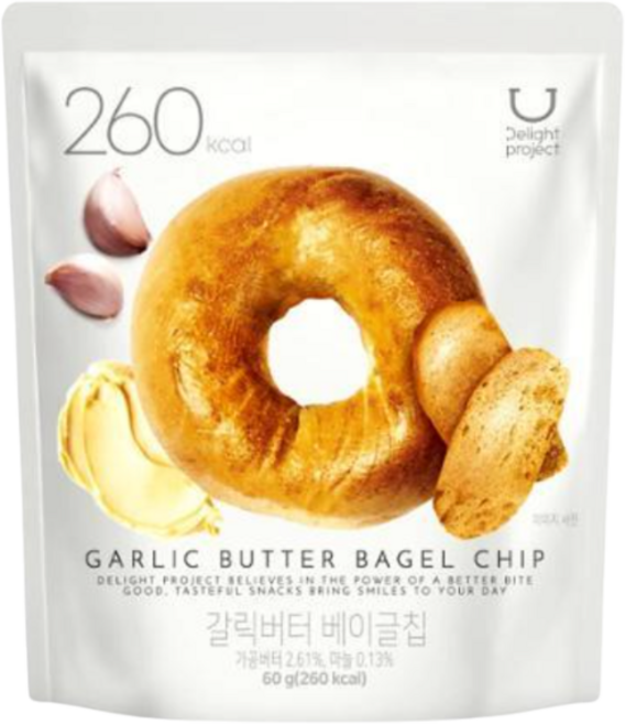 딜라이트 프로젝트 갈릭버터 베이글칩, 60g, 2개