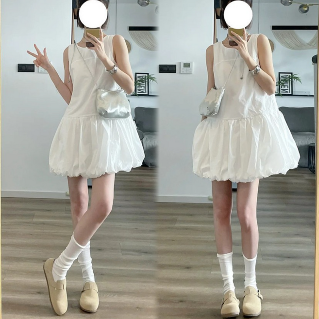 Asure 여성원피스 벌룬핏 나시원피스 미니 동남아원피스