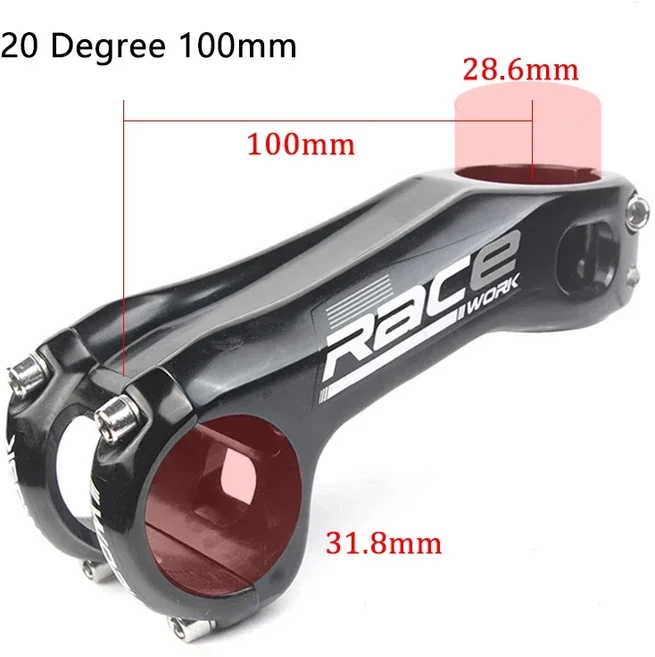 RACEWORK 도로 자전거 산악 사이클링 스템 라이저 31.8mm 네거티브 테이블 20도 핸들 바 길이 80/90/100mm, 03 20 Degree 100mm, 1개