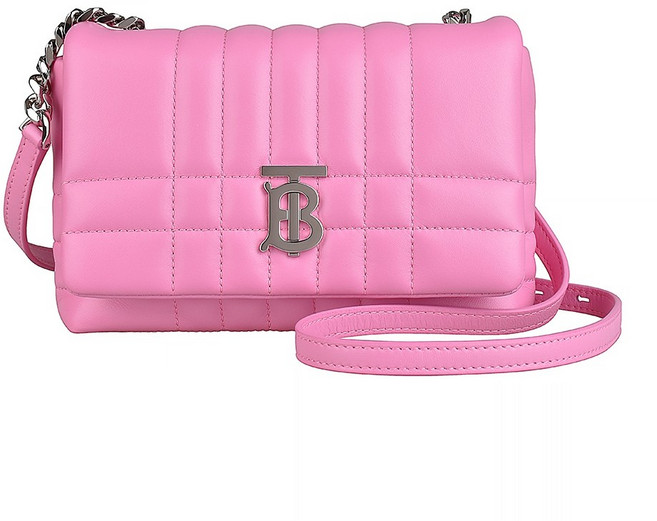 BURBERRY LOLA TB LOGO 小羊皮格紋縫線斜背包, 粉