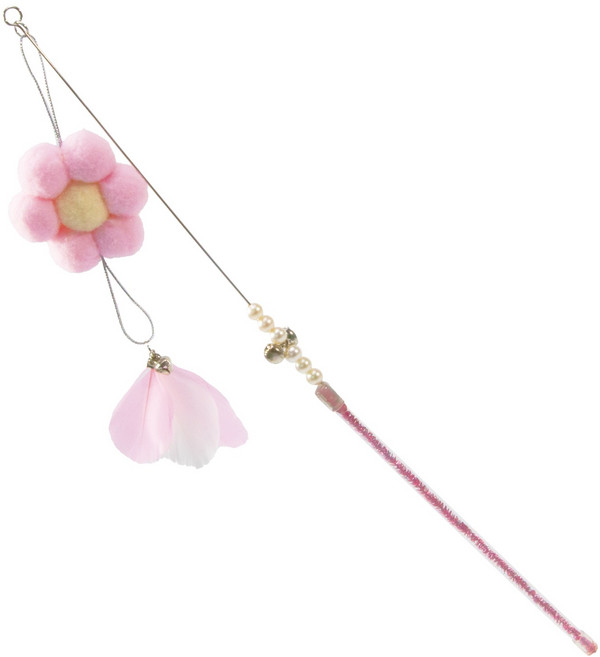 우아지오 꽃깃털 고양이 낚싯대 장난감, 1개, 핑크