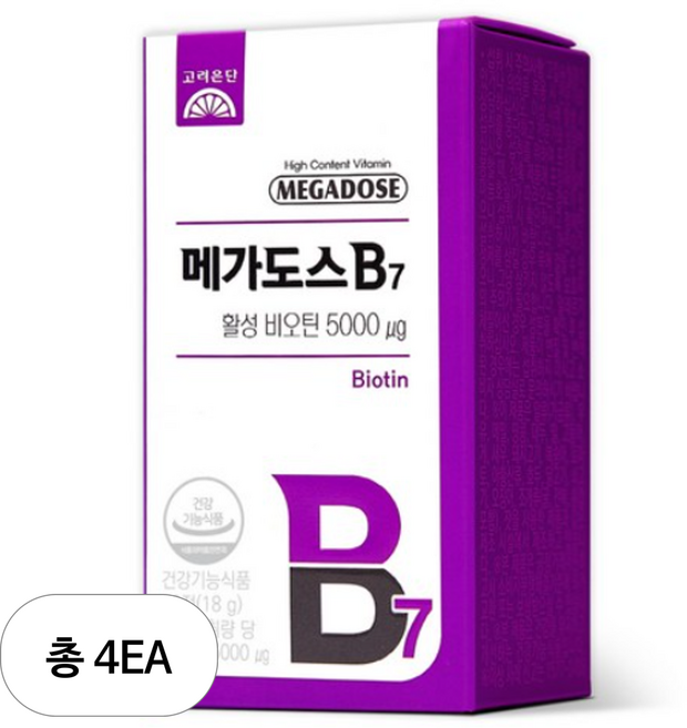 메가도스 B7 활성 비오틴, 90정, 4개