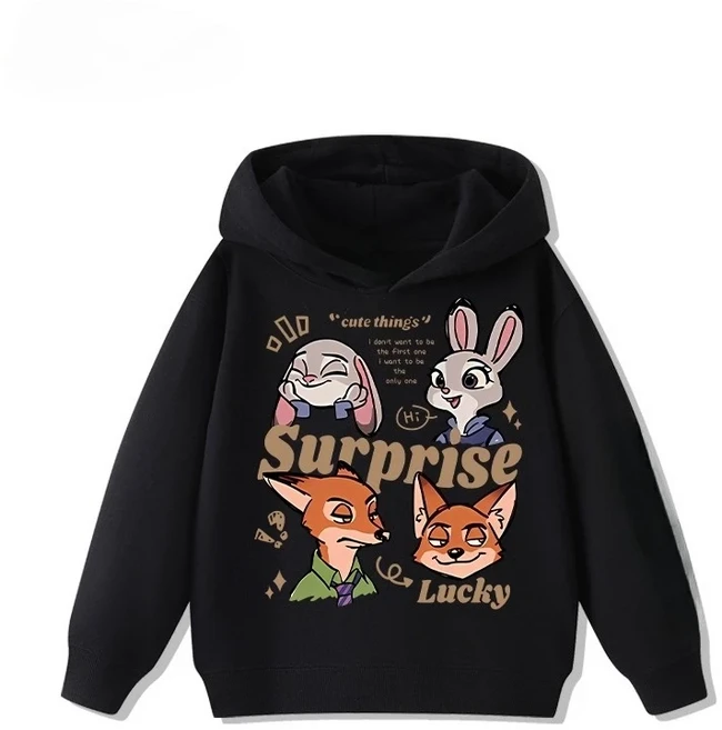 Zootopia 공동 브랜드 아동복 만화 토끼 주디 닉 아동용 후드티 가을 겨울 따뜻한 상의, 06 100, 10 13