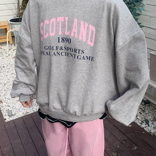 애플망고옷장 오버핏 여성 긴팔 스코틀 맨투맨