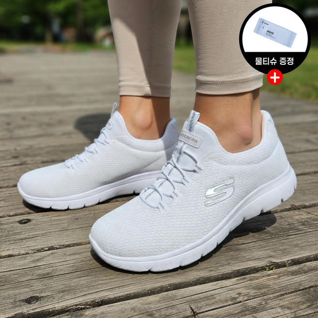 [국내매장정품] 스케쳐스 여성 운동화 산책 런닝 워킹 여행 메모리폼 경량 슬립인스 신발 + 포켓물티슈 증정 SKFC-BK01