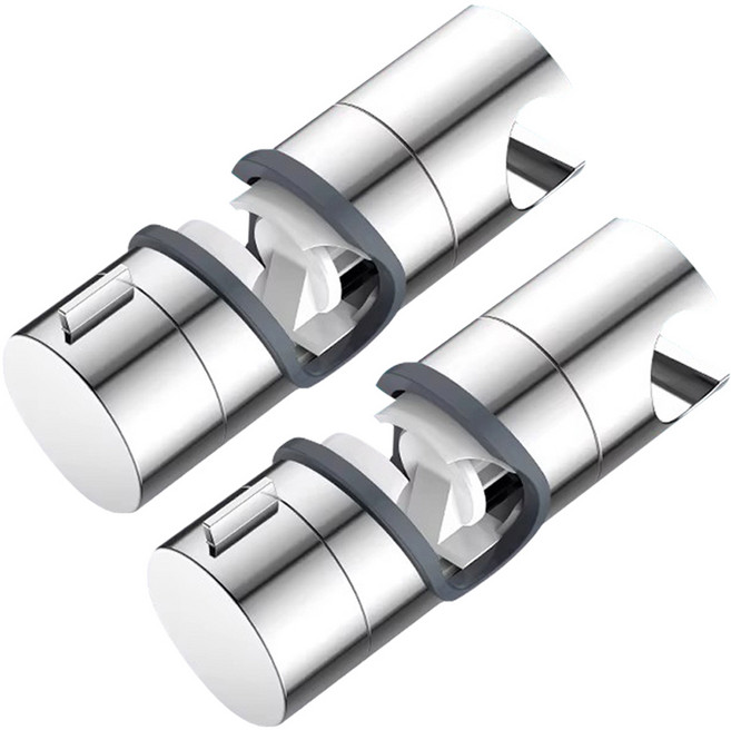 투데이리빙 2개 세트 샤워기 홀더 거치대 무타공 화장실 욕실 헤드 샤워봉 360도 회전 각도 높이 조절 샤워 고정 걸이, 실버