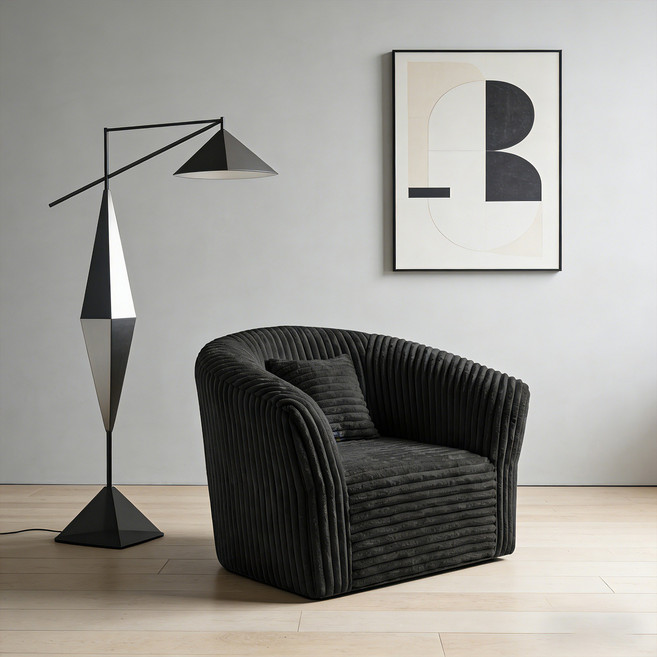 Seang 1인용 소파 고밀도 풀압축 스펀지코듀로이 소파 편안한 1인용 소파 압축 소파베드, 블랙