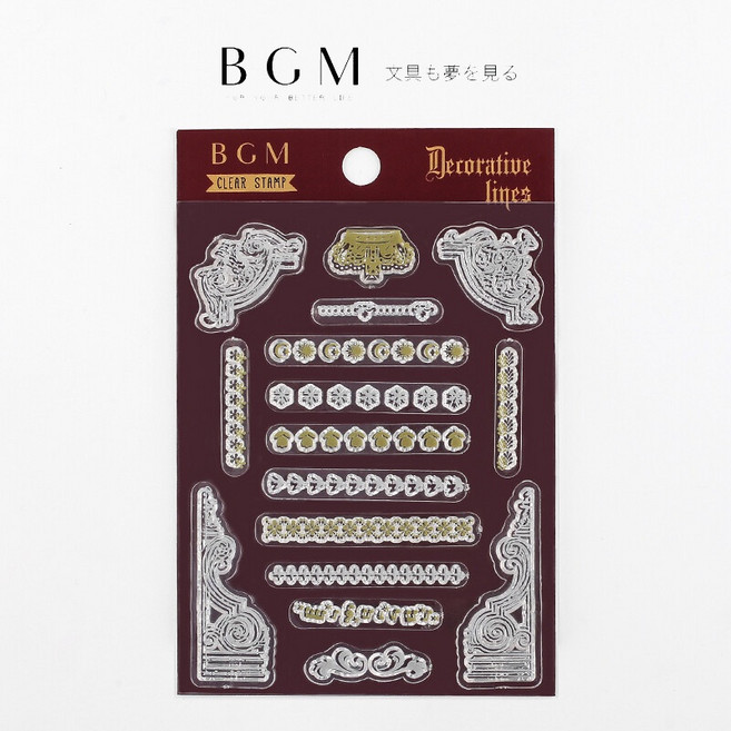 莫莫日貨 BGM水晶印章懷舊系列 古典線條透明印章組 日本進口手帳裝飾必備, 1個