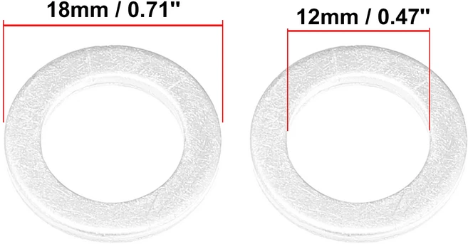 XAutohaux 4/5/10pcs 엔진 오일 크러시 와셔 드레인 플러그 가스켓 12x20x2mm 알루미늄 실버 톤 O.D 20mm I, 04 15pcs 12x18x1.5mm
