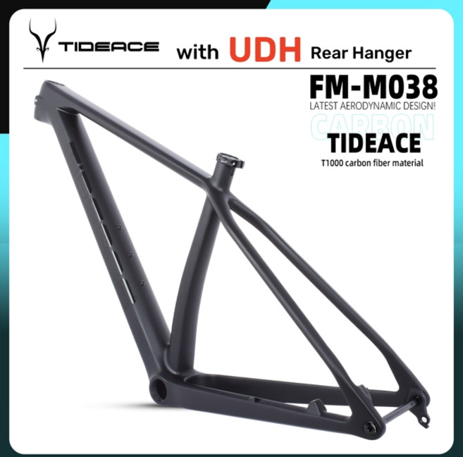 Tideace UDH 행어 XC 29er 풀 카본 MTB 프레임 최대 34T 148mm 부스트 하드테일 프레임 BB92 산악 자전거 카본 프레임 29, [05] M black glossy