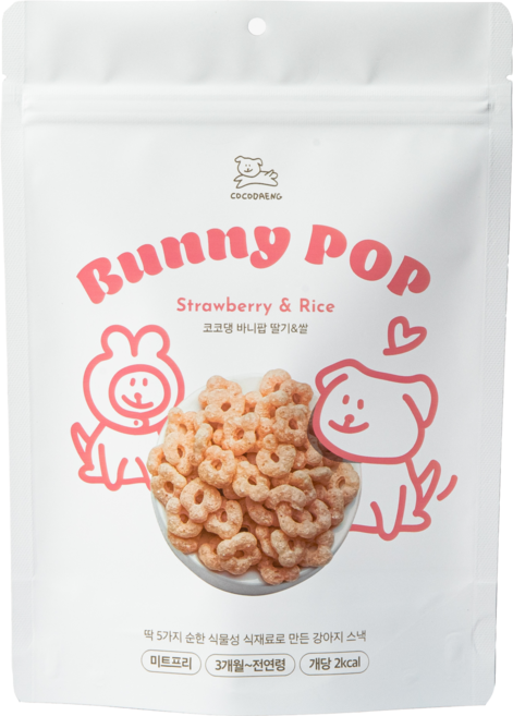 날씬한 강아지 간식 바니팝 딸기맛, 혼합맛(딸기/쌀), 50g, 1개