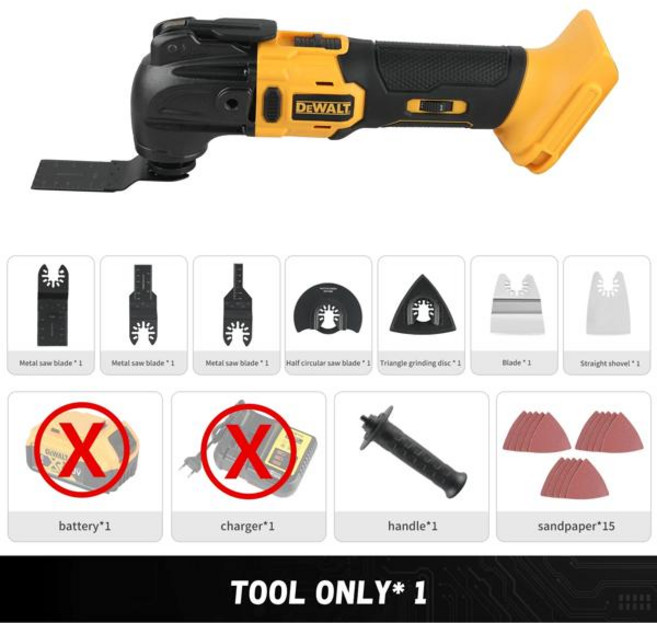 디월트 20V 무선 진동 공구 3.2 다재료 절단/가공 작업을 위한 앵글 6단 변속기 작업장 및 가정 개조 작업용, 03 NO BATTERY