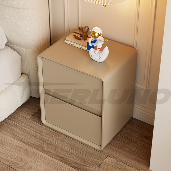 MERLUNO 협탁 서랍장 럭셔리침대 협탁 2단 서랍 인테리어 완제품 배송 북유럽모던 사이드 테이블, 1개, 카키30*40*50cm