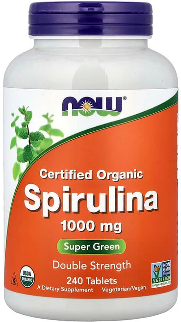 NOW Foods 유기농 인증 스피룰리나 1000mg 240정 NOW-02717, 1개 - 쿠팡