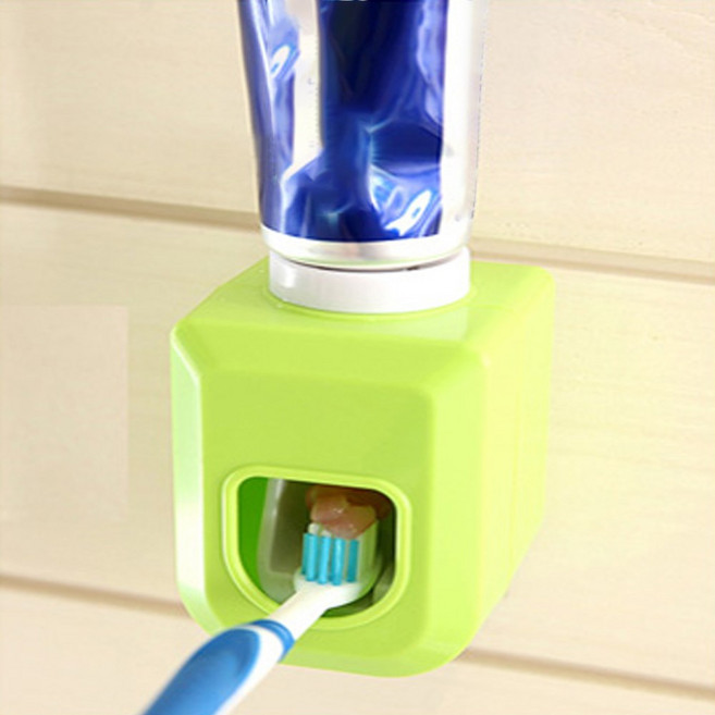 반투명 치약 디스펜서 자동 치약짜개 욕실 원터치 흡착식 치약 짜는 기구 거치대, 블루, 블루, 1개