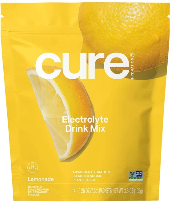 큐어하이드레이션 균형을 위한 전해질 믹스 메인 스퀴즈 레몬 개별 팩 14개 각 8.3g(0.29oz) - 쿠팡