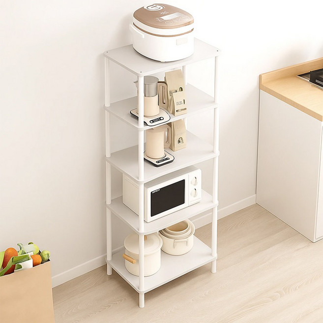 위즈룸 다용도 조립식 전자레인지 선반, 5단, 화이트