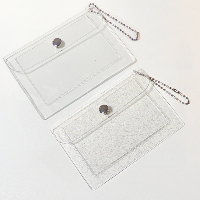 군번줄 고리 투명 카드 케이스 1p 똑딱이 덮개 파우치