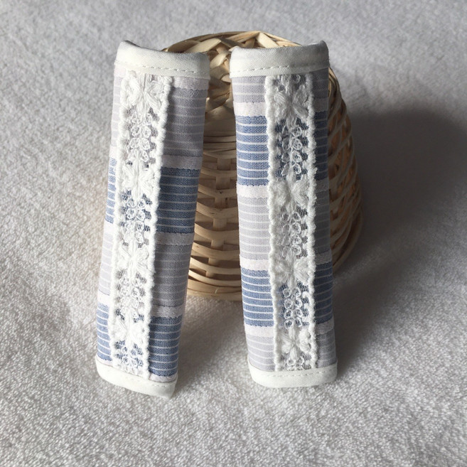 정전기 방지 인테리어 레이스 일자형 손잡이 커버 문고리 현관문, 2개, 그레이블루