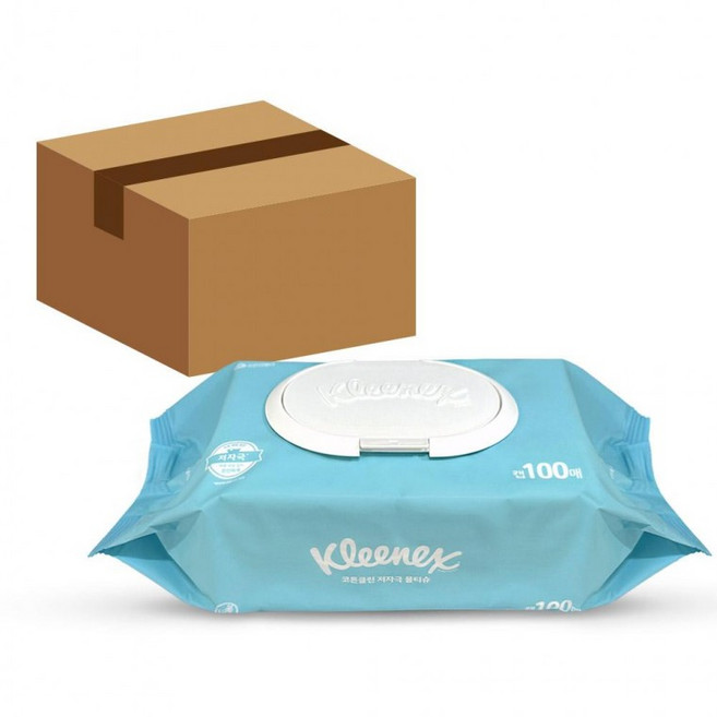 크리넥스 코튼클린 저자극 대용량 물티슈 100매 24개 hib*6315Ke, 40g