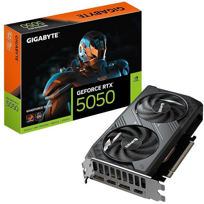 GIGABYTE GeForce RTX 5050 WINDFORCE OC 8G 그래픽 카드 8GB 128비트 GDDR6 PCIe 5.0 WINDFORCE 냉각 시스템 GV-, 기가바이트 지포스 RTX 5050 WINDFORCE O