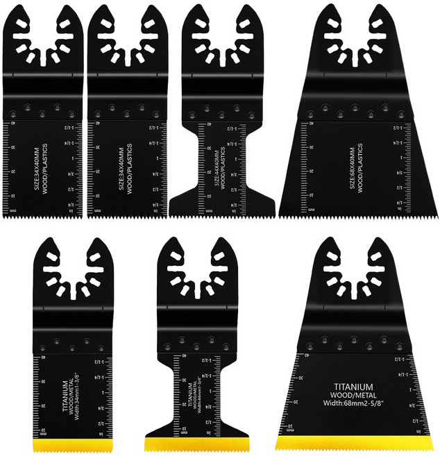 민크 목재용 금속용 혼합 티탸늄도금 멀티커터날 3가지 사이즈 7종, 1세트