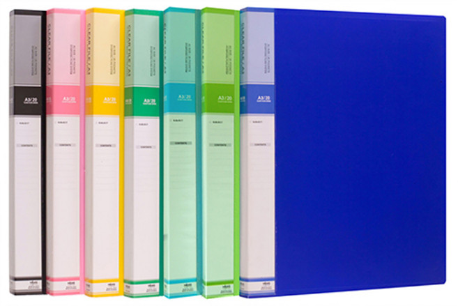 현풍 20P칼라화일(인덱스/A3) 클리어화일A3 20매, 검정, 1개