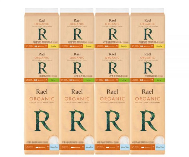 [12팩]라엘 유기농 순면커버 라이너 모음전(일반 롱 슈퍼롱 초슬림)