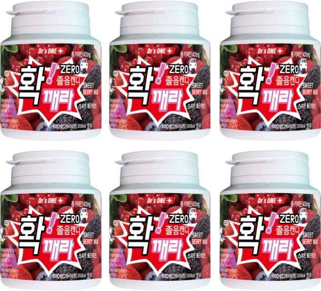 확깨라잠 비타민 졸음캔디 츄어블 50정 스위트 베리믹스맛 무설탕 졸음사탕 졸음방지 졸음번쩍 사탕 수험생필수품, 6개, 100g - 쿠팡