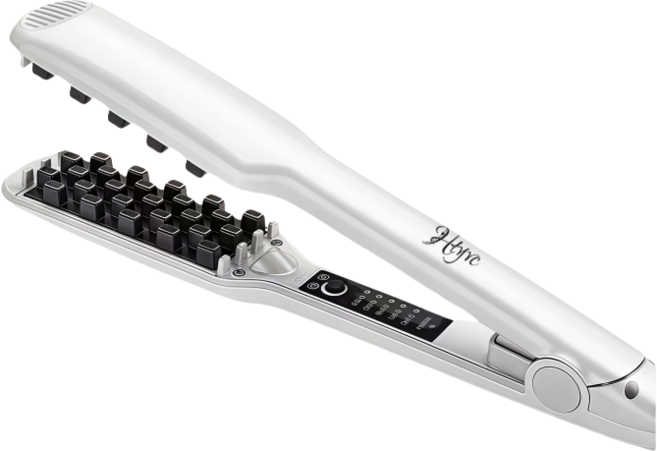 HTYVC 뿌리볼륨 체크 고데기 3D 그리드 헤어스타일 헤어 크림퍼 헤어 볼, 펄화이트