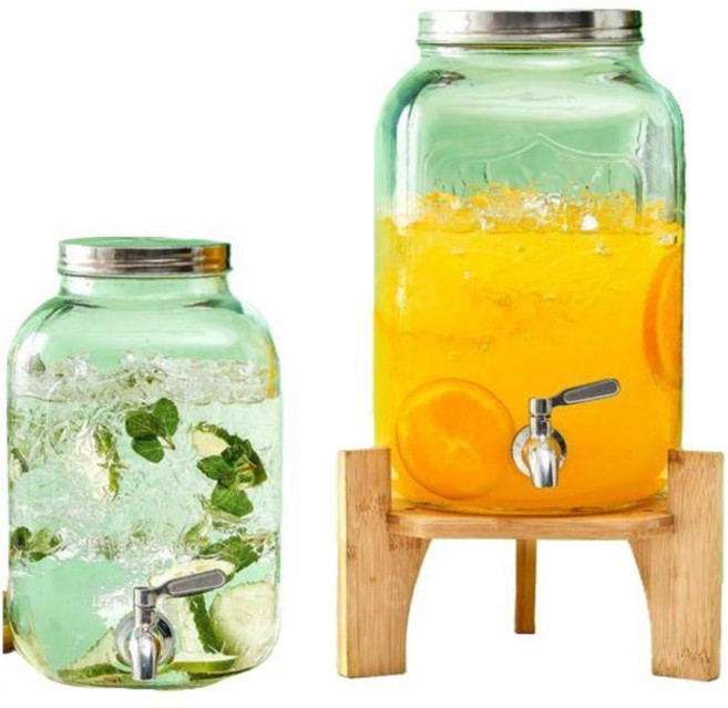 수도꼭지 담금주 디스펜서 과일청 액기스 숙성 유리병, 4L, 1개