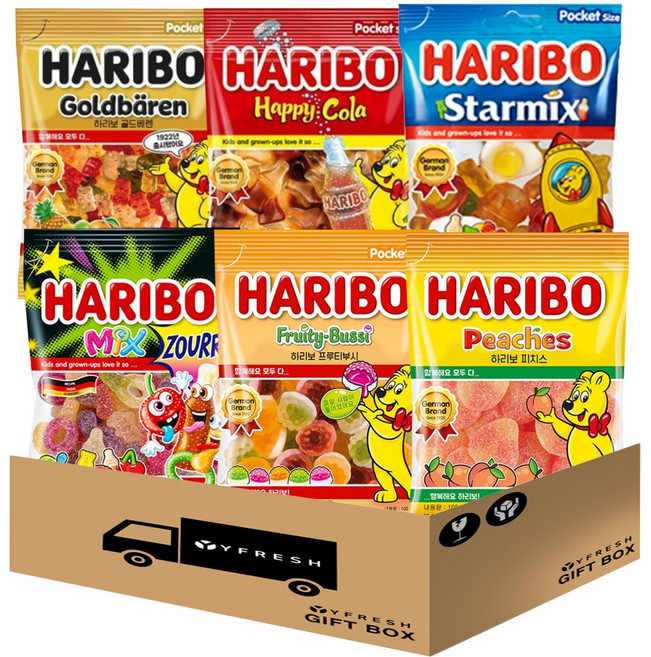 하리보세트(골드베렌 스타믹스 해피콜라 피치스 프로티부시 믹스사우어), 1개, 100g