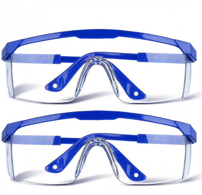 리앤리 작업용 길이조절식 측면보호커버 김서림방지 보안경 안전고글, 블루, 2개