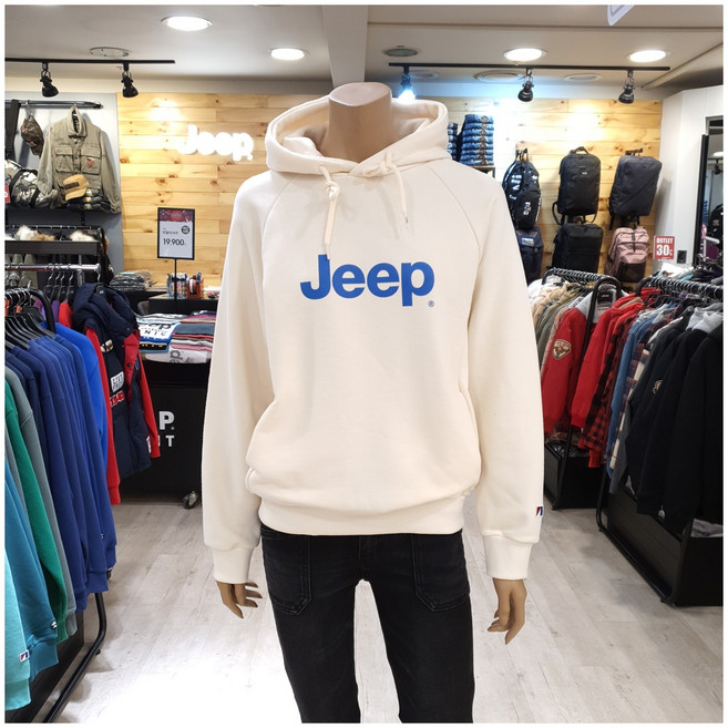 지프 불광점 65%할인 캐주얼하고 활동성 있는 연출로 편안하게 착용할수 남여공용 클래식 JEEP로고 후드티셔츠!!