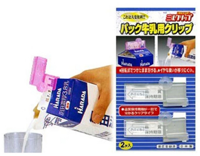 품질좋은 일본제 냉장고 우유팩보관 클립 홀더 2p