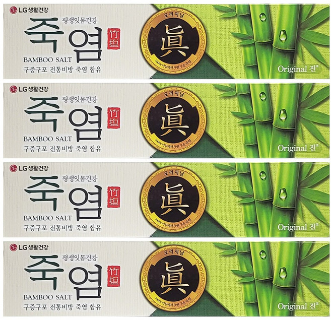 엘지생활건강 죽염 오리지날 진 치약, 160g, 4개