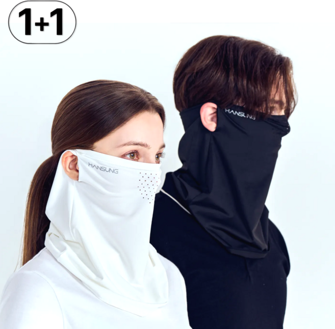 한성스포츠 골프 마스크 uv 차단 남성 여성, 블랙+블랙, 2개
