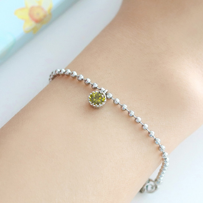 블루알로 써지컬 탄생석 볼 체인 커플 우정 팔찌