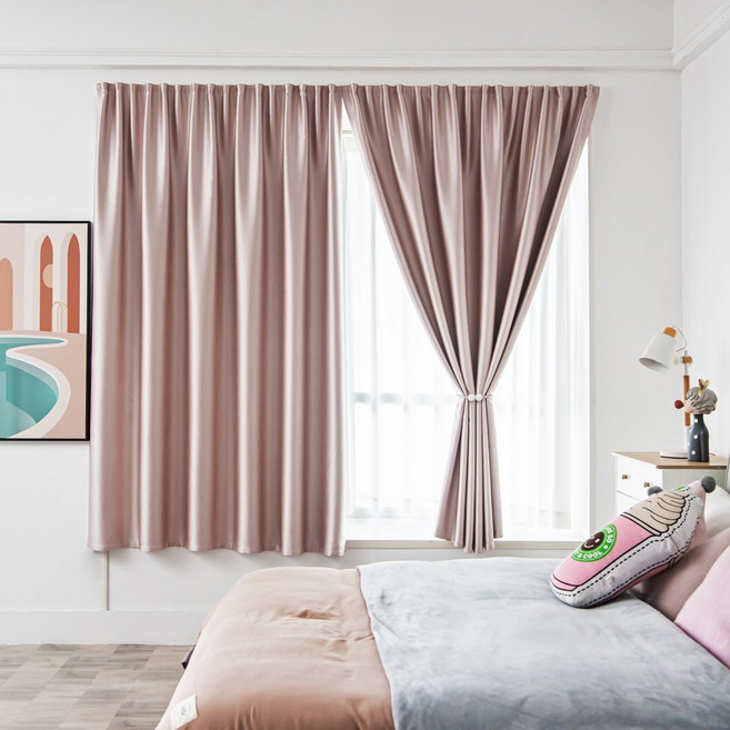 슬립웰 무타공 붙이는 벨크로 찍찍이 암막커튼