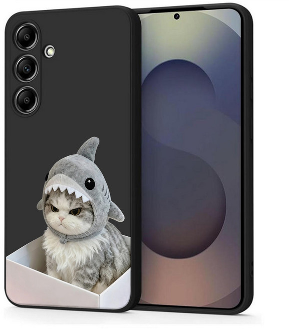 모자 고양이 화나다 귀여워 갤럭시 폰케이스 블랙