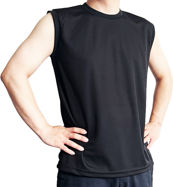 쿨론 라운드 무지 민소매 티셔츠 남녀공용 여름 쿨 나시 냉감 기능성 이너웨어