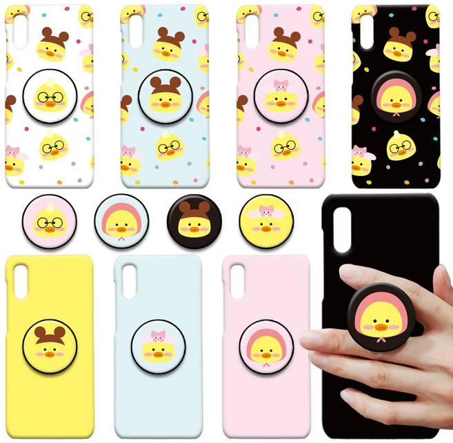 두리케이스 아기오리 디자인케이스+스마트톡 SET 스마트톡 스마트링 이어폰정리 커플톡 그립 휴대폰 케이스