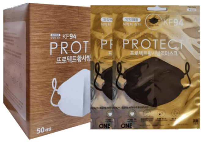 KF94 오애니 프로텍트 컬러 마스크 새부리형 보건용 대형 국산, 블랙, 1세트, 100매입, 1매입