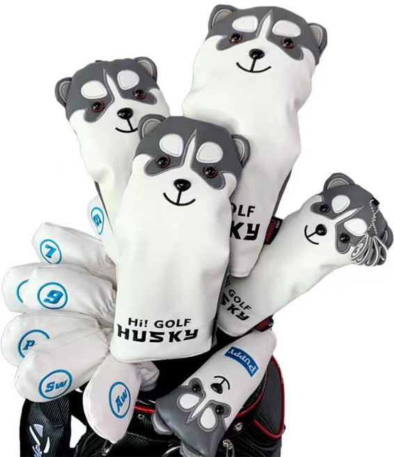 골프채커버 클럽커버 드라이버 우드 유틸리티 아이언 퍼터커버, 화이트그레이