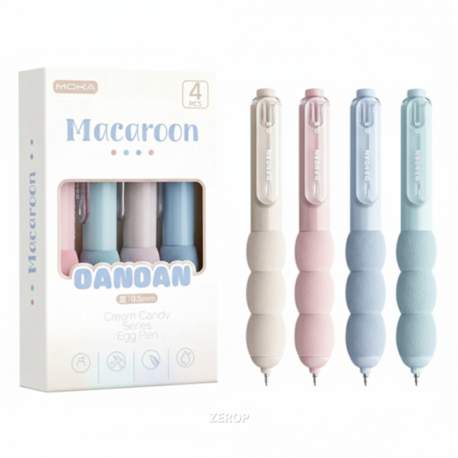 제롭 마카롱 오래 써도 손이 편한 번지지 않는 퀵드라이 예쁜 중성 젤펜 0.5mm 4종 세트, 1세트, 마카롱캔디