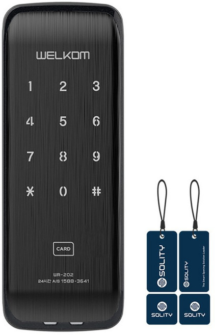 솔리티 웰콤 스마트 보조키 손잡이 없음 도어락 비밀번호 카드키 WR-202, 고객직접설치