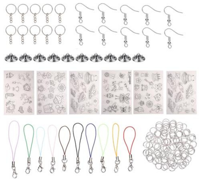 열 수축 플라스틱 시트 세트 DIY 키 체인 장음식에 대한 아트 필름 종이 크리 에이 티브 공예 꾸밈 스크랩북, 4)156 Pieces