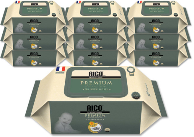 리꼬 유아용 프리미엄 물티슈 캡형, 70개입, 10개