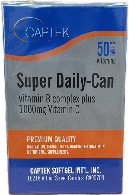 CAPTEK Super Daily-Can 維生素B群+C 錠 50錠 全素可食, 1個